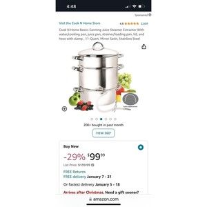 11 Liter Stainless Steel Steam Juicer - NIB -  NICE Fast Ship!